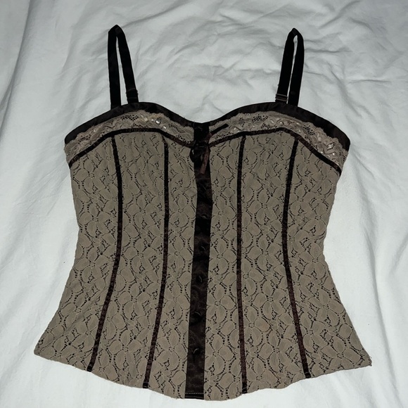 Apt 9 Brown Lace Corset Top - Picture 2 of 4